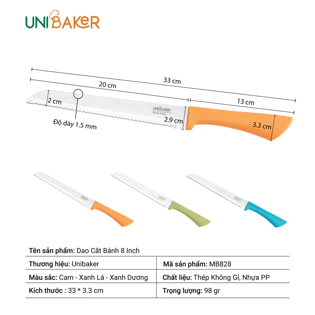 Dao cắt bánh 8 inch UniBaker MB828 - mabaker