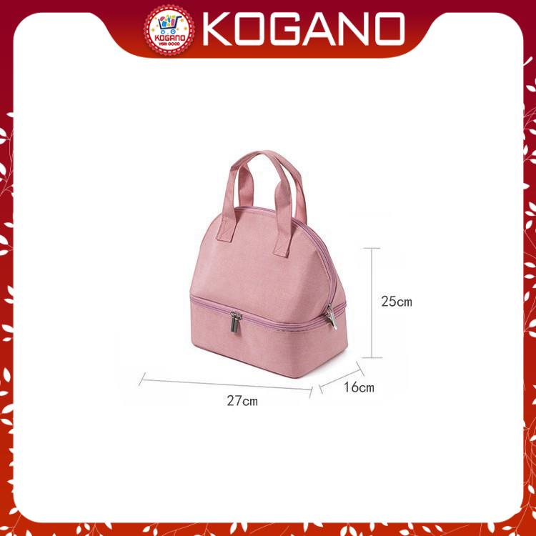 Túi giữ nhiệt KOGANO túi đựng hộp cơm, bình nước, bình sữa giữ nhiệt 2 ngăn cao cấp cho văn phòng, du lịch HG-001201