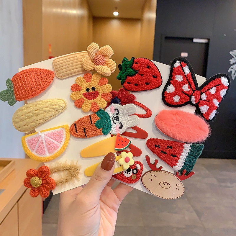 Bộ 8 cái kẹp tóc nơ nhung phong cách thu đông xinh xắn cho nữ