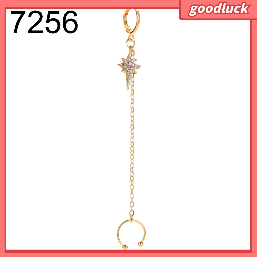 1 Khuyên Vành Tai Dáng Dài Đính Đá Lấp Lánh Thời Trang Cho Nữ