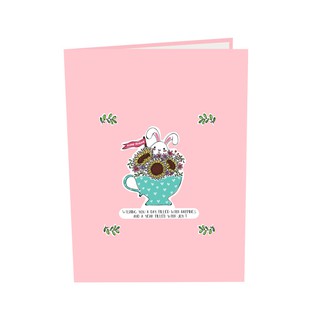 Thiệp 3D pop up Thỏ Và Hoa