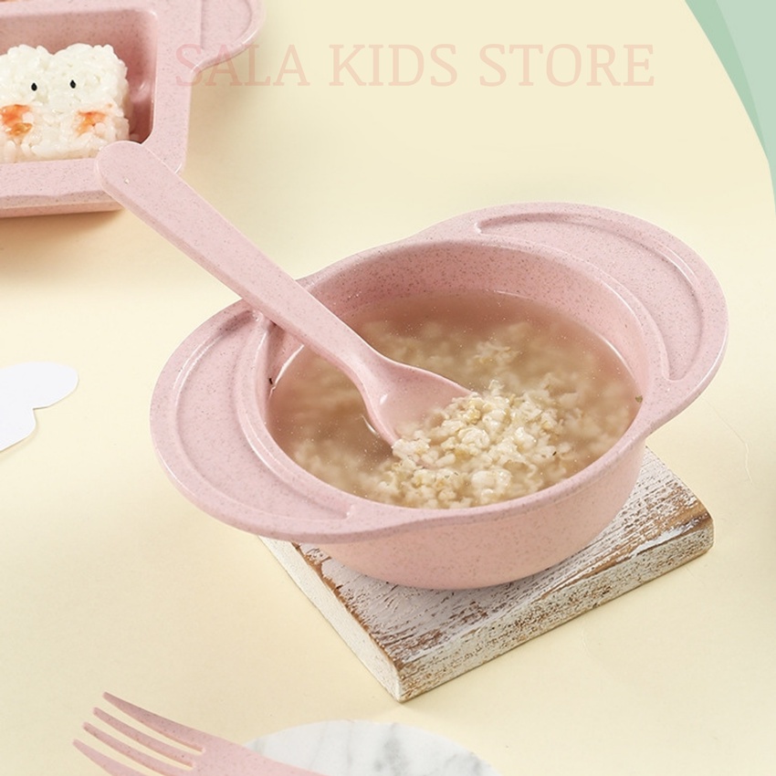 Khay Ăn Dặm Lúa Mạch Đựng Thức Ăn Cơm Cho Bé Chống Đổ Hình Con Voi SALA KIDS AT01