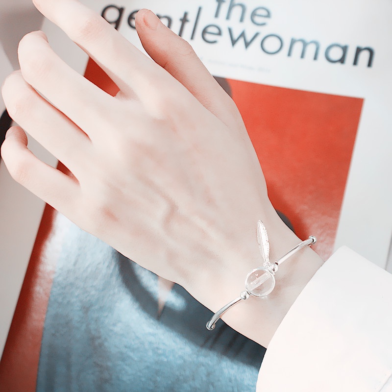 Vòng Tay Đính Hạt Lông Vũ Đơn Giản Thời Trang Hàn Quốc