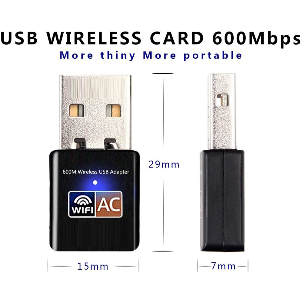 Thiết bị điều hợp wifi KCO AC3 giao diện USB 600mbps 2 kênh 2.4G/ 5G cho laptop/máy tính