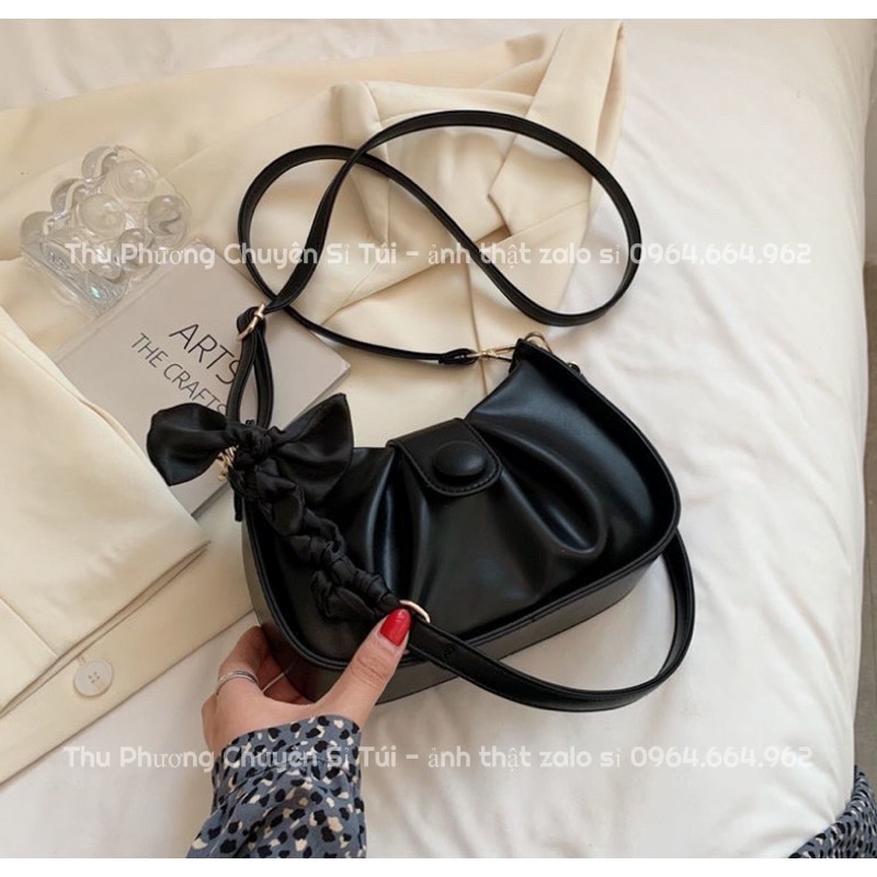 [FREESHIP] Túi Xách Nữ Kẹp Nách 2 Dây Quai Phối Nơ  Kiểu Dáng Trẻ Trung Nữ Tính - Phong Cách Thời Trang Phương Tây