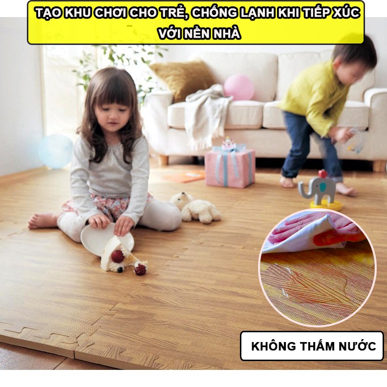 [CHỌN MẪU] Thảm xốp lót sàn cho bé 💥 Thảm xốp vân gỗ 60x60 cao cấp, không mùi, không thấm nước, an toàn cho bé