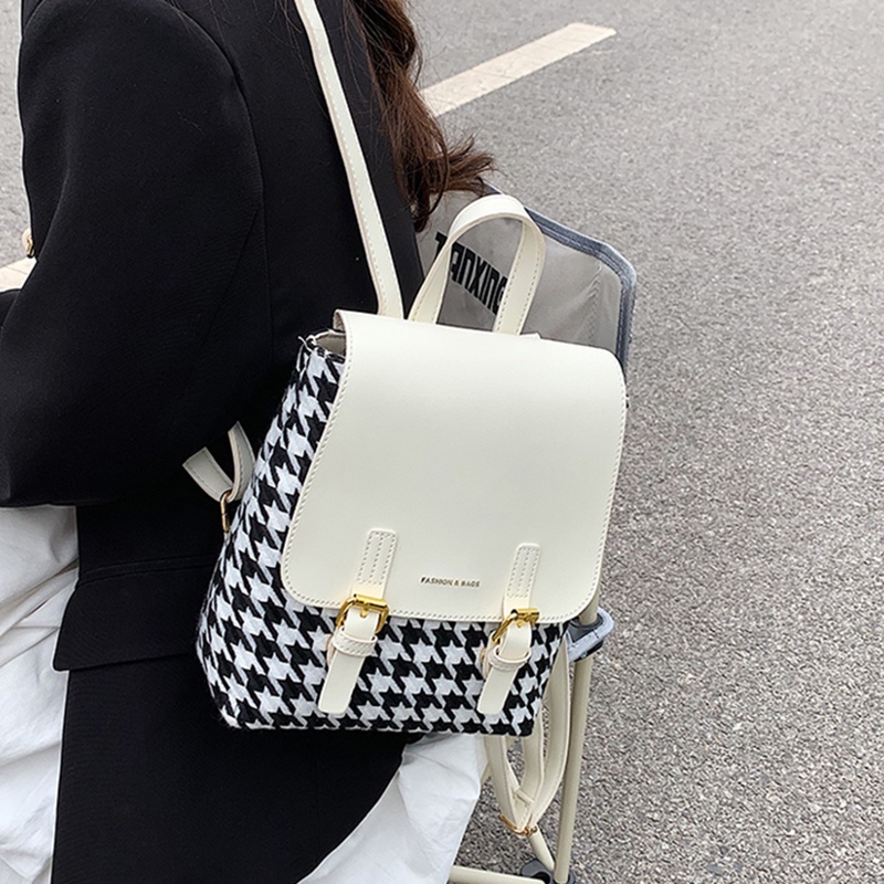 IELGY Ba Lô Họa Tiết Kẻ Sọc Màu Sắc Cổ Điển Thời Trang Cho Nữ