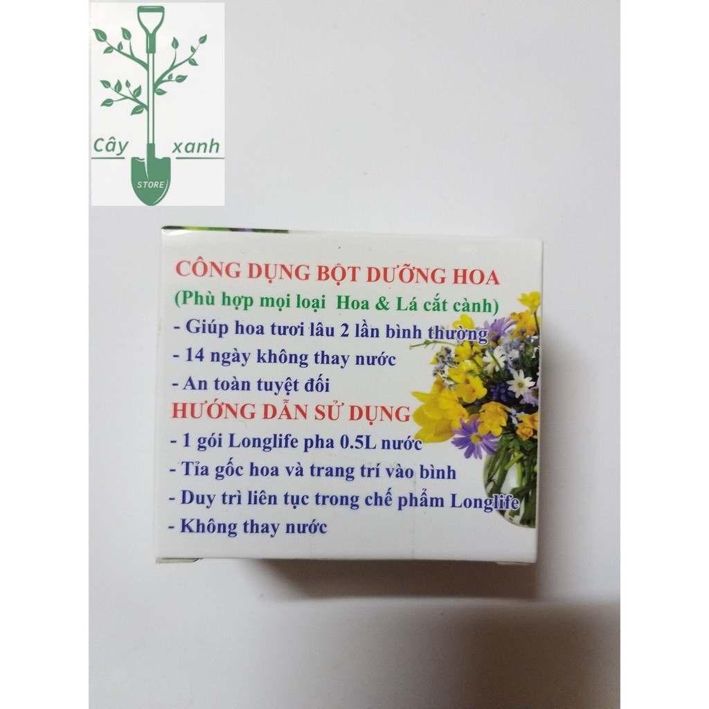 1 Hộp 10 Gói Bột Pha Nước Cắm Hoa Tươi Lâu Long Life - Bột Dưỡng Hoa Không Héo, Lâu Tàn, Không Thối Nước