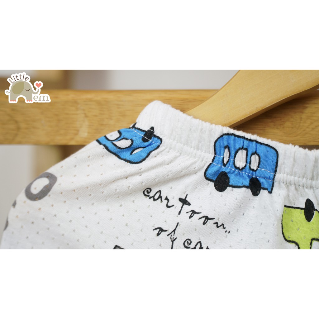 Bộ đồ bé trai Cotton tre cộc tay _ White dinosaur