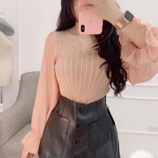 Áo len phối tay voan
