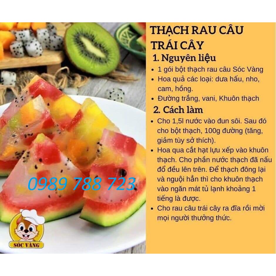 TẶNG CÁCH LÀM - Bột Thạch Rau Câu / Bột Làm Thạch Con Sóc Vàng làm thạch cực ngon