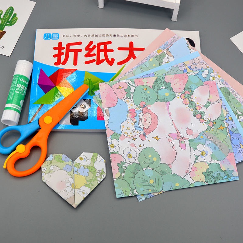 Giấy Xếp origami Hình Hoa / Trái Tim Hoạt Hình Nhiều Màu Sắc diy