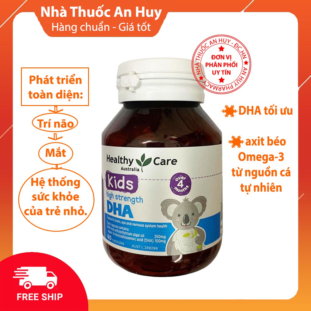 [CHÍNH HÃNG ÚC] Viên uống bổ sung DHA cho trẻ Healthy Care Kids High DHA 60 viên