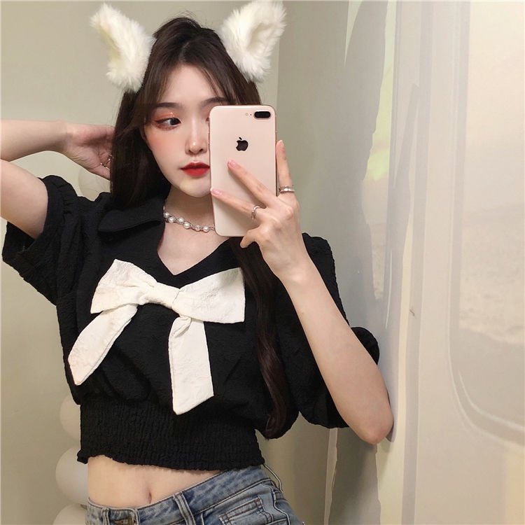 Áo Kiểu Tay Ngắn Phối Nơ Eo Cho Nữ JL-TX-314