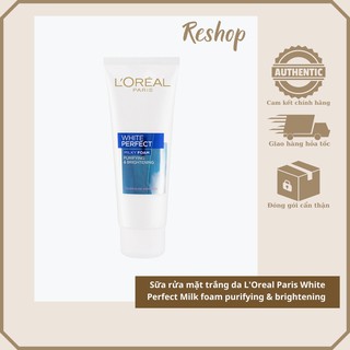 Sữa rửa mặt trắng da L'Oreal Paris White Perfect Milk foam purifying & brightening 50ml / 100ml