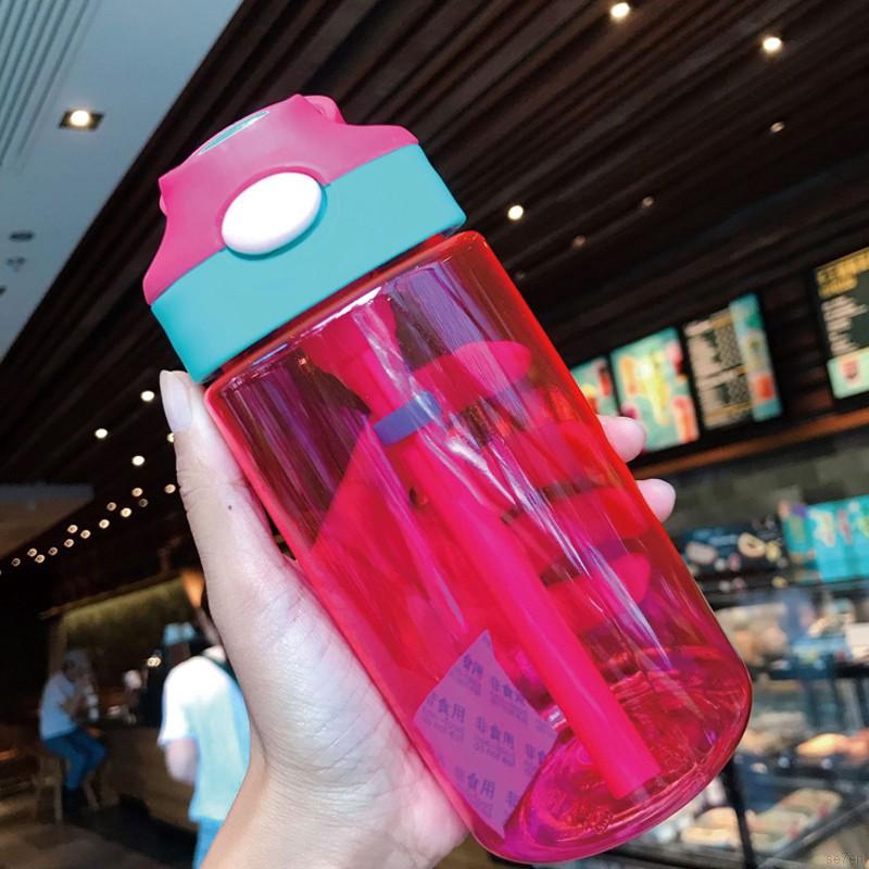 Bình Đựng Nước 480ml Có Ống Hút In Hoạt Hình Đáng Yêu Cho Bé
