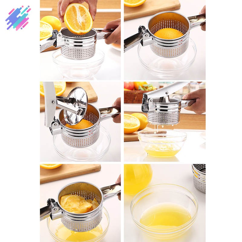 Dụng cụ ép nước chanh/nghiền nhuyễn khoai tây cầm tay bằng thép không gỉ