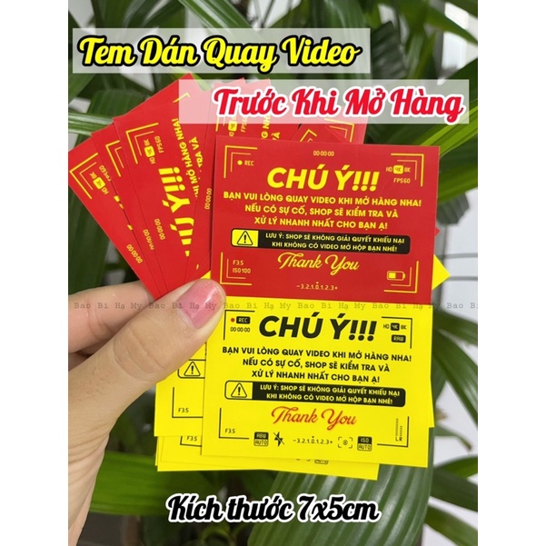 [100 Cái] Tem Dán Quay Video Trước Khi Mở Hàng