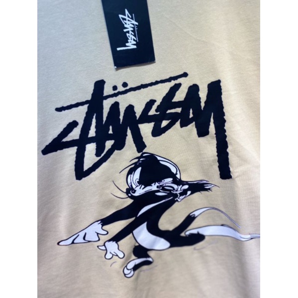 Áo Thun STUSSY Kem 2 Chiều Cao Cấp Tay Lỡ