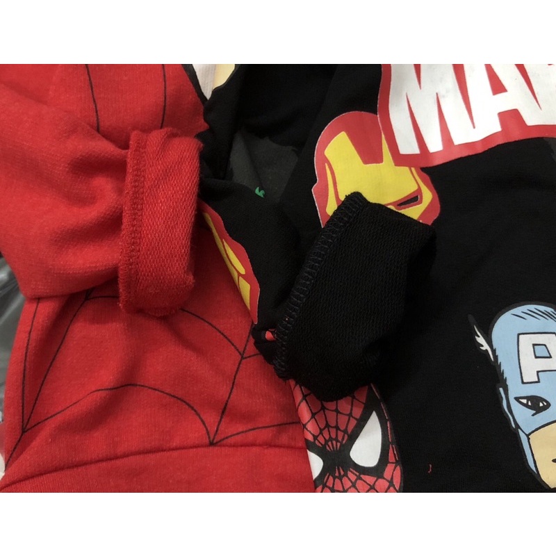 Set 2 áo nỉ da cá hoodie có mũ hình siêu nhân, người nhện HM cho bé trai xuất dư
