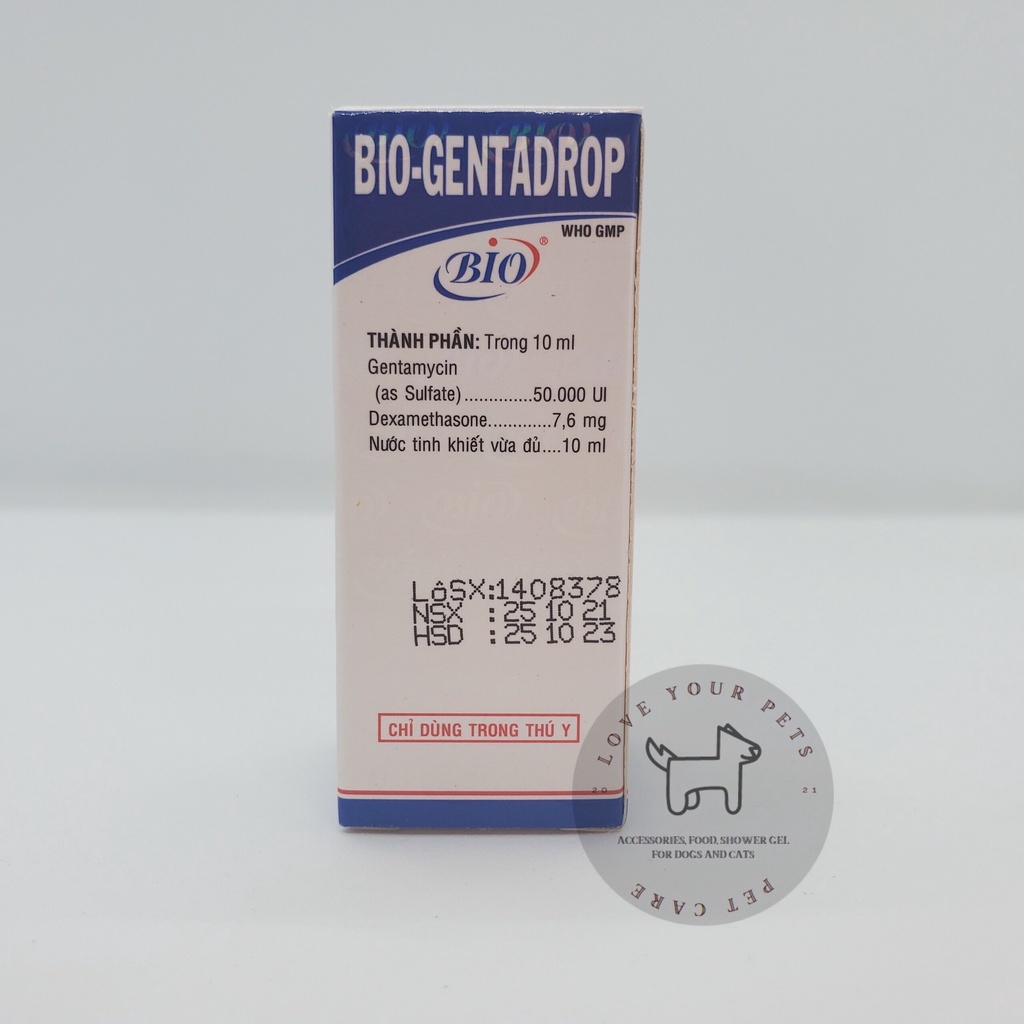 Dung dịch nhỏ mắt dành cho chó mèo BIO-GENTADROP - chai 10ml
