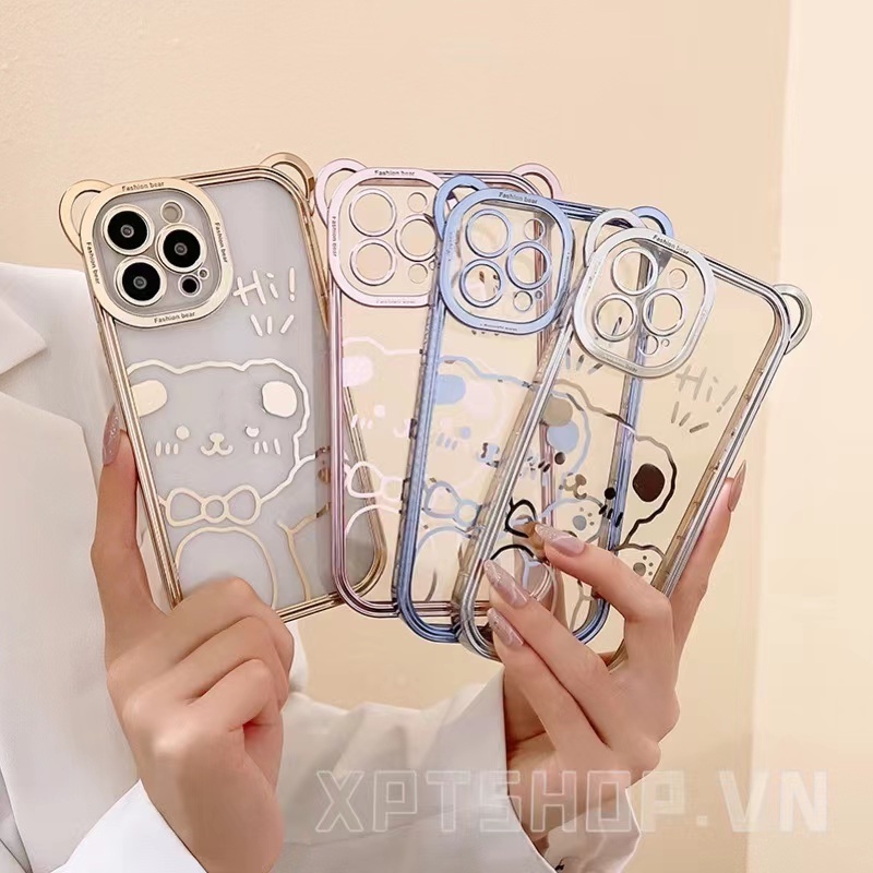 Ốp Điện Thoại Mạ Điện Hình Tai Gấu Thời Trang Cho iPhone 13 Pro Max 12 Pro Max 11 Pro Max XR IX XS Max i7 8Plus