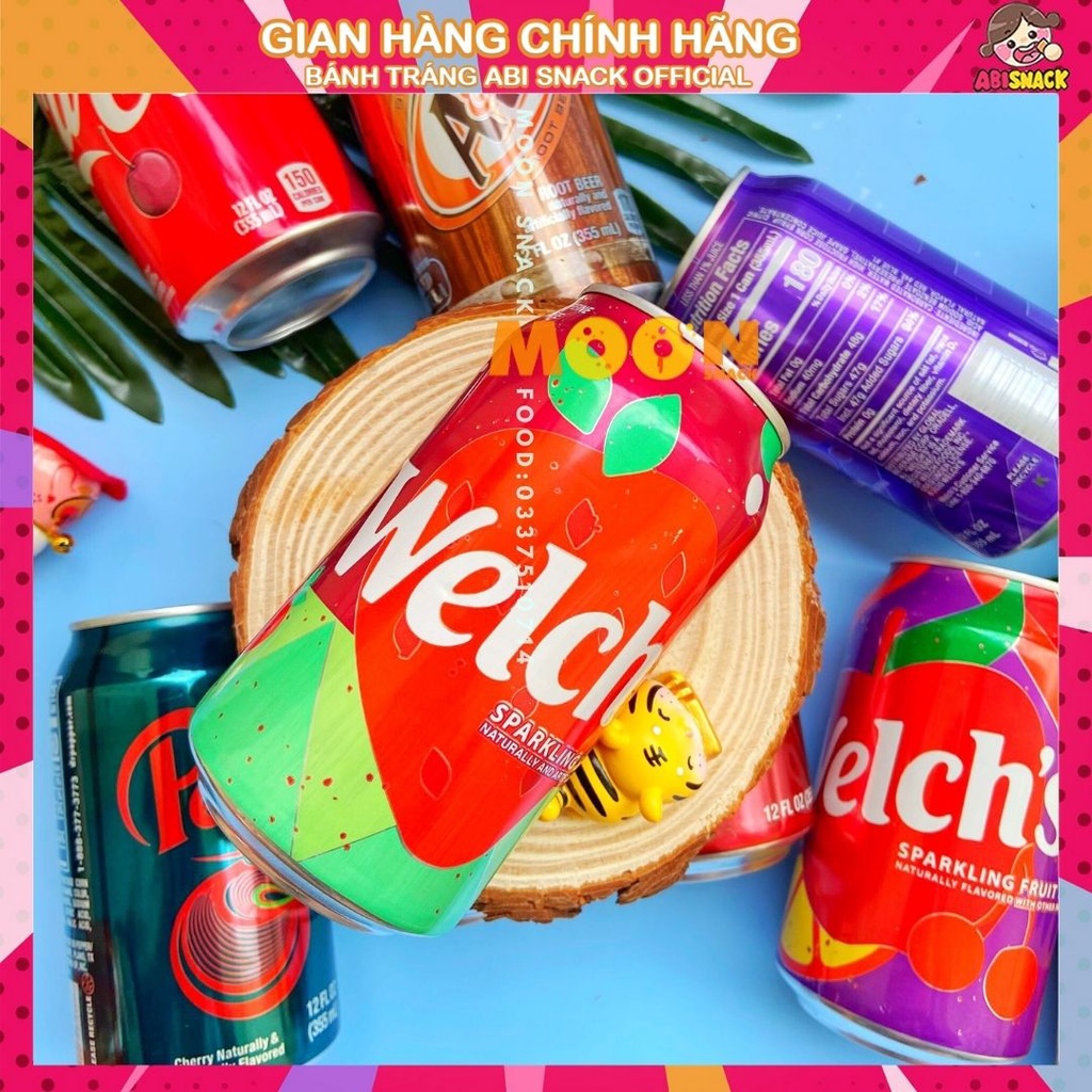 Tổng Hợp Nước Ngọt Lon có Gas Welch’s/Coca/Dr Pepper/AW/Fanta Nhập Khẩu Mỹ USA 335ml