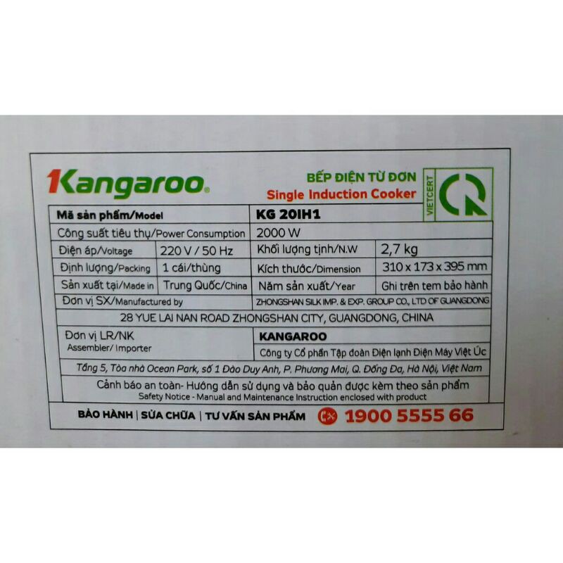 Bếp điện từ đơn Kangaroo KG20IH1 / KG20IH6 hoặc KG365i kèm nồi lẩu - Bảo hành chính hãng 1 năm