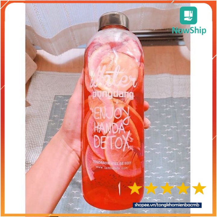 Bình Nhựa PONGDANG Detox 1000ml  (tặng kèm túi vải)(Tổng Kho MB)