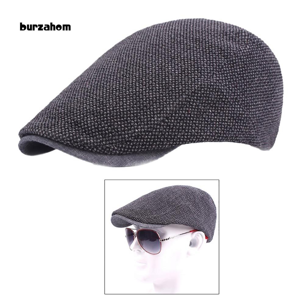 Mũ nồi phẳng vải cotton màu trơn thiết kế cổ điển trông lịch lãm cho nam