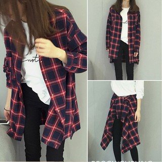sơ mi kẻ caro đỏ oversize