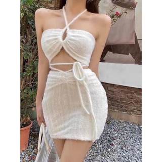Oder set váy len body dây yếm , dây cột eo phía sau hở lưng siêu hách dáng