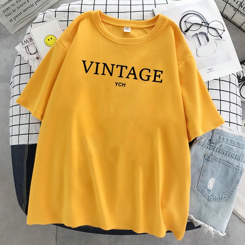 Áo Thun Nữ Unisex Tay Lỡ In Chữ VINTAGE YCH DLX
