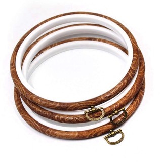 3 Khung thêu giả gỗ thiết kế vòng hình tròn đường kính 5.3 inch