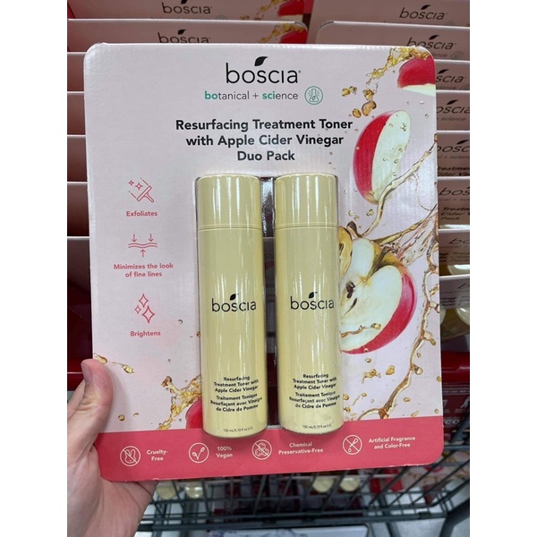 Nc hoa hồng toner hỗ trợ da mụn, làm sáng và mịn da  Boscia Resurfacing Treatment Toner with Apple Cider Vinegar