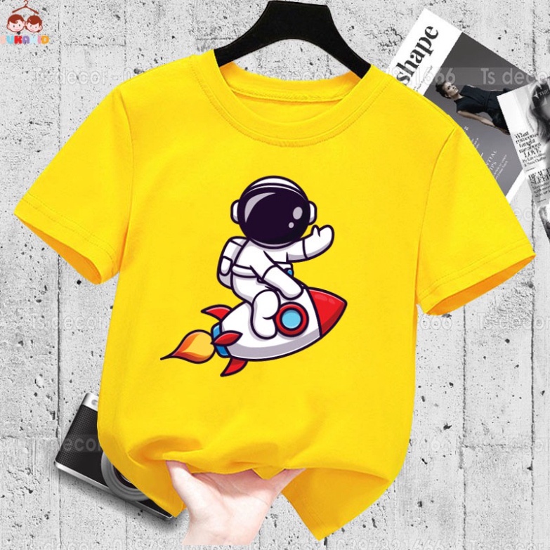 Áo thun trẻ em hình phi hành gia tên lửa .áo cho bé từ 6kg-30kg.AL50.