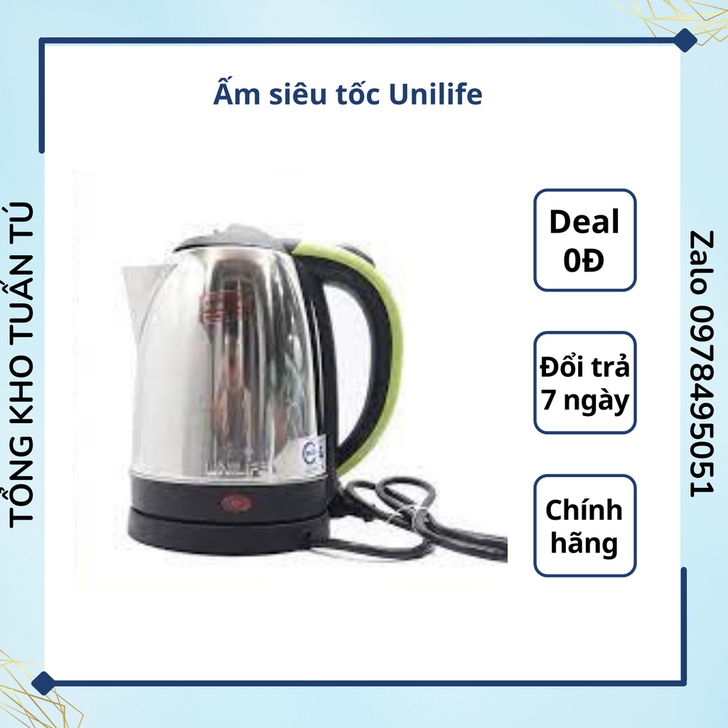 Ấm siêu tốc Unilife 1.8L màu trắng an toàn hàng Việt Nam hất lượng cao