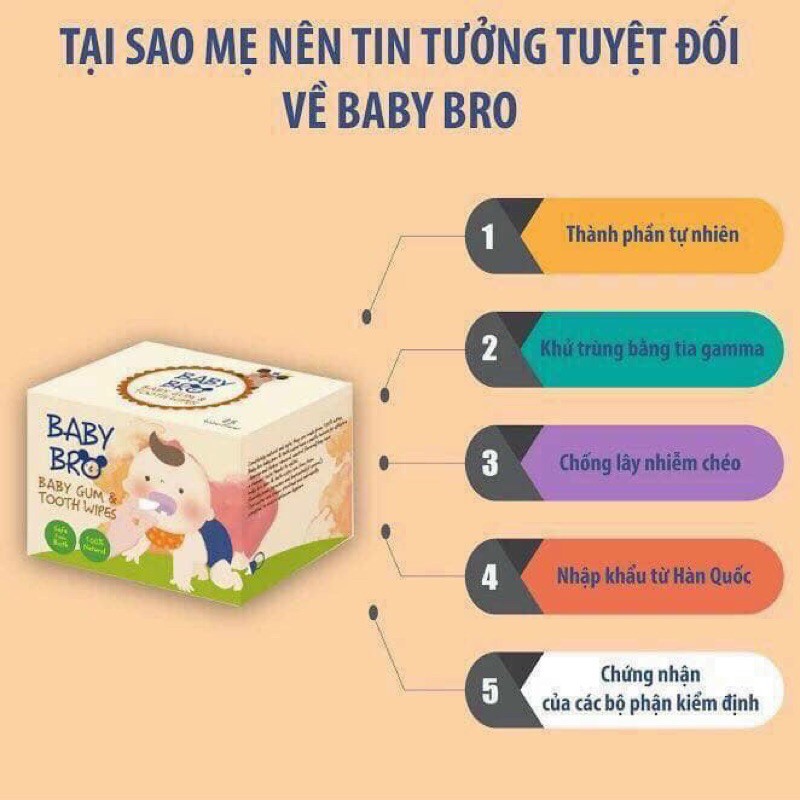 Gạc Rơ lưỡi Baby Bro Vệ Sinh Răng Miệng Trẻ Em [Chính hãng Hàn Quốc]