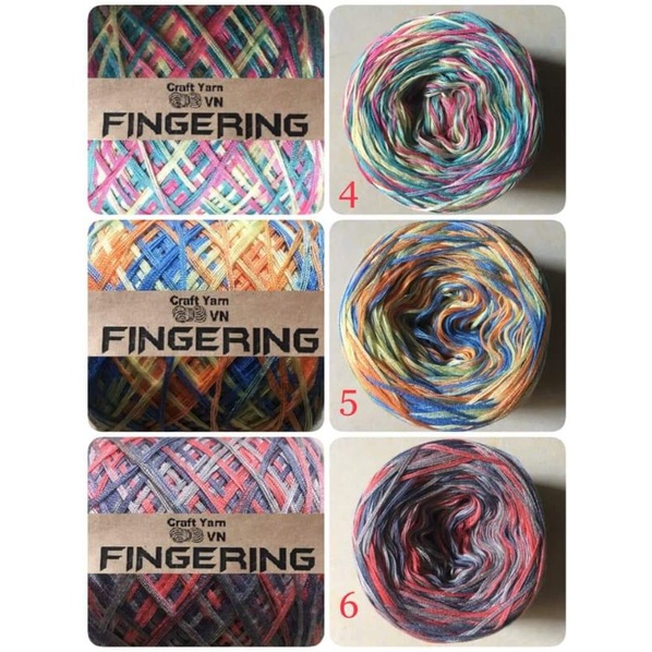 Cotton Fingering màu loang
