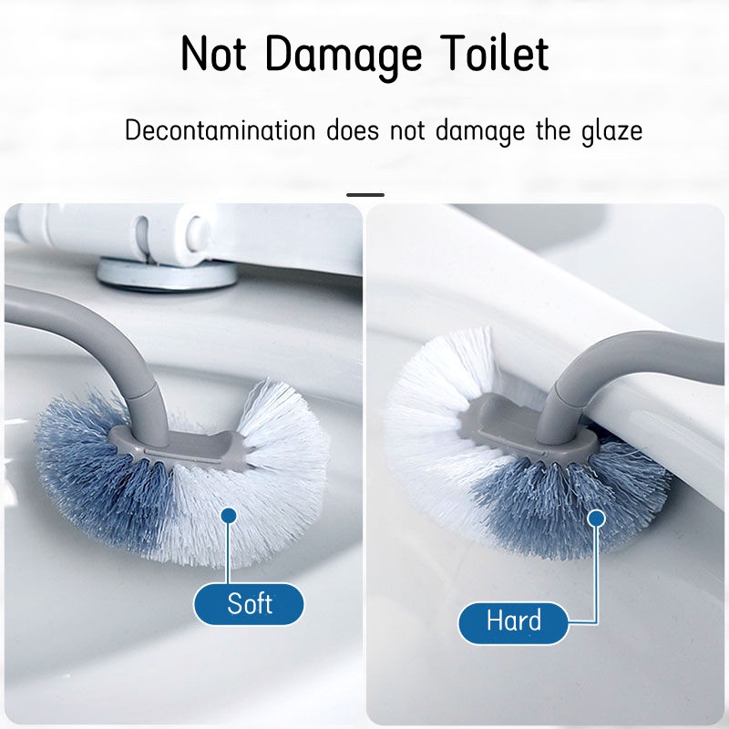 Bộ Bàn Chải Vệ Sinh Toilet Cỡ Lớn S + Bàn Chải Nhỏ Cầm Tay Không Cần Khoan Tường Có Đế Gắn Tường