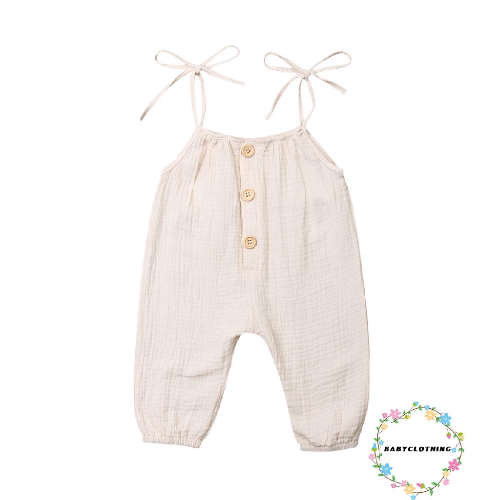 Trang phục jumpsuit phối dây bằng cotton thời trang cho bé gái 0-24 tháng
