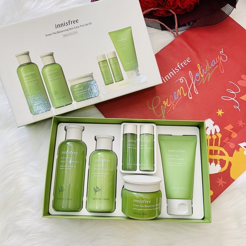 Sét  Dưỡng Da Trà Xanh 6 Món Innisfree Dưỡng Trắng Phục Hồi Làn Da Ngăn Ngừa Lão Hóa