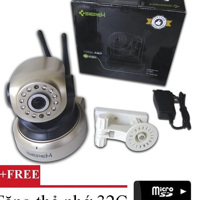 Camera wifi ip xoay 360 Siepem S7001 Full HD 2.0Mb + thẻ nhớ 32G - BBL01