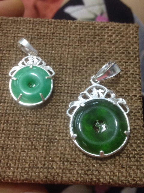 Mặt dây chuyền hình rồng bạc ta đá nhân tạo xanh Ngọc, xanh rêu