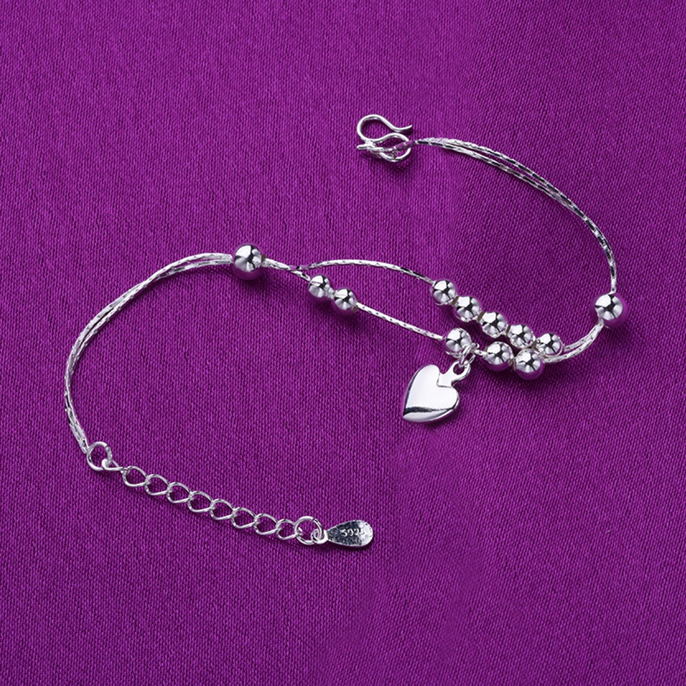 Vòng đeo chân đính hạt hình trái tim xinh xắn dành cho nữ