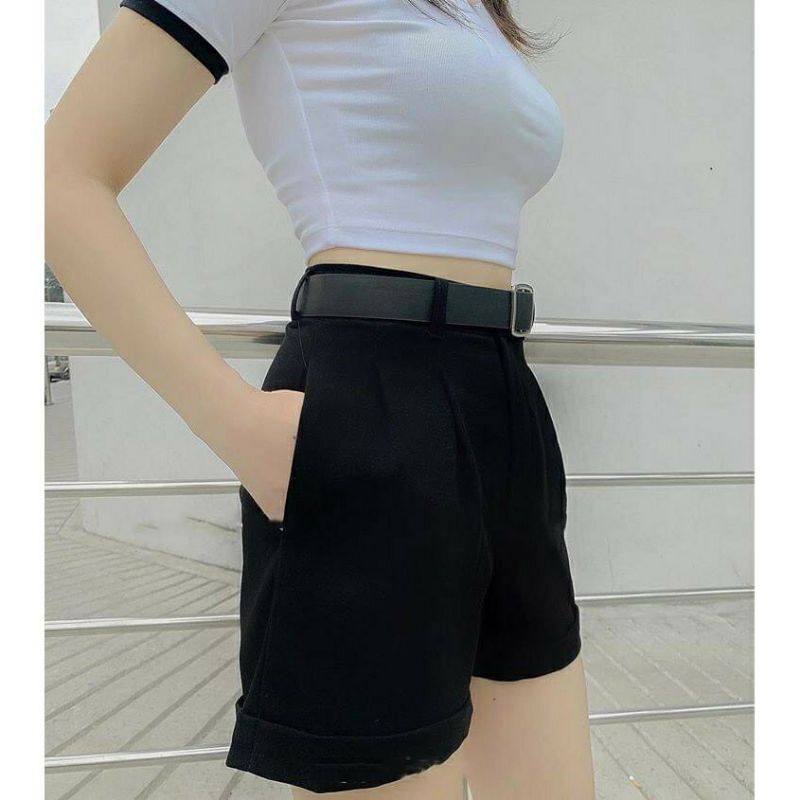 Quần Shorts nữ gập gấu cạp cao nhiều màu hàng đẹp