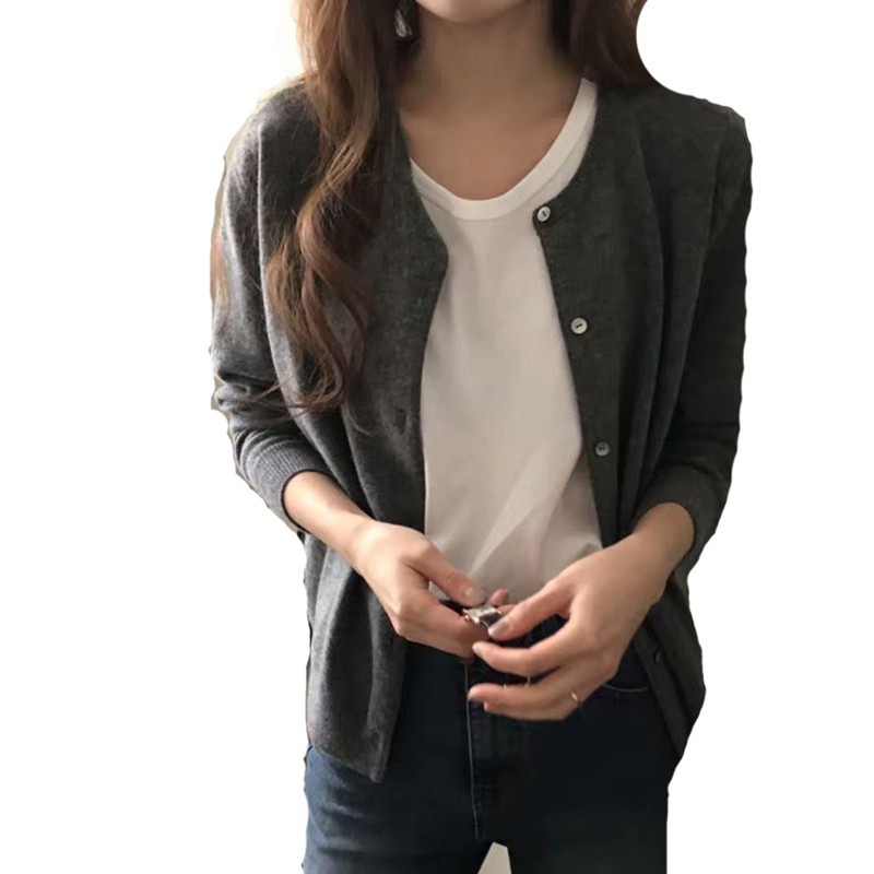 Áo khoác len cardigan basic đơn giản mùa thu nhẹ nhàng Hàn Quốc nhiều màu