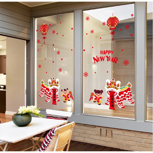 Decal trang trí Tết - LÂN SƯ RỒNG múa chào Xuân