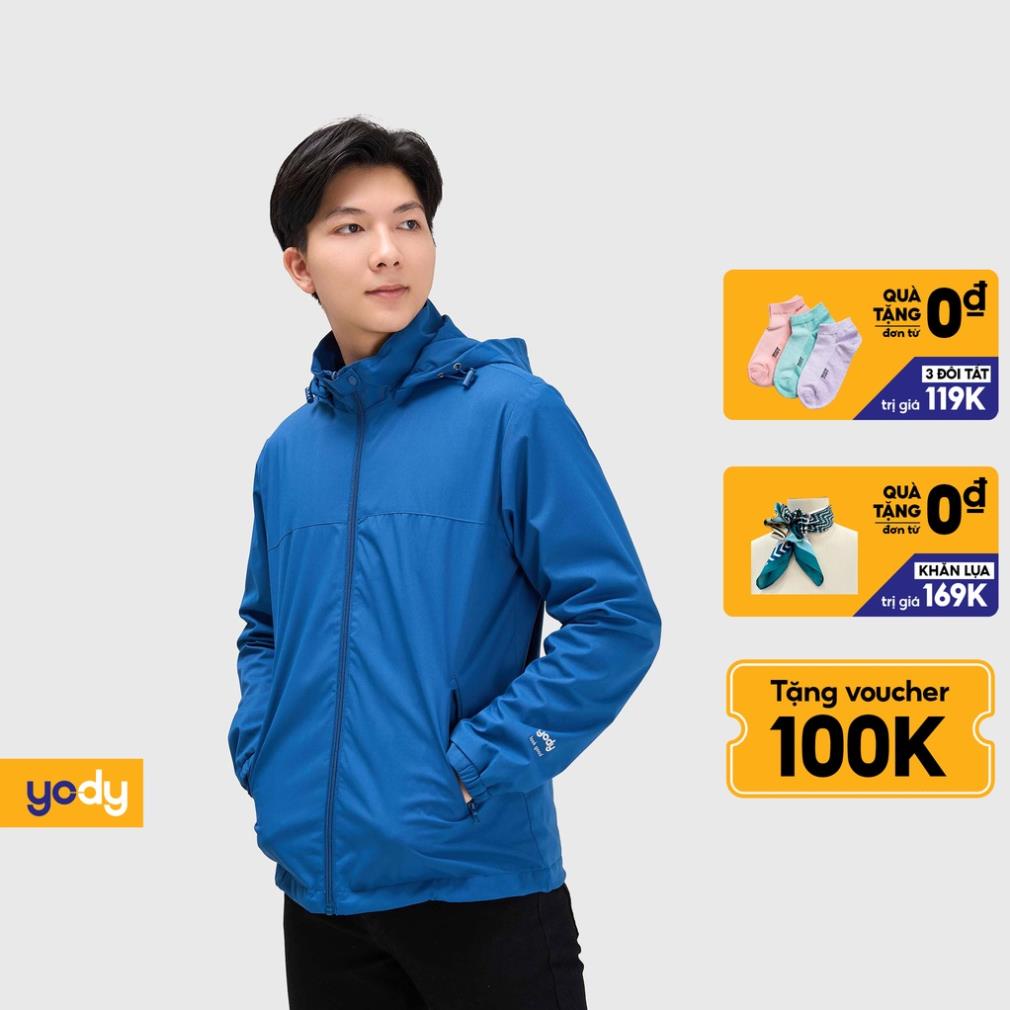 Áo gió nam YODY local brand vải kaki dày dặn, form ôm dáng, chống nắng, trượt nước, áo khoác nam cao cấp AKM4027 New