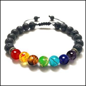 Vòng hạt đeo tay 7 chakra bằng hợp kim 8mm phong cách cổ điển